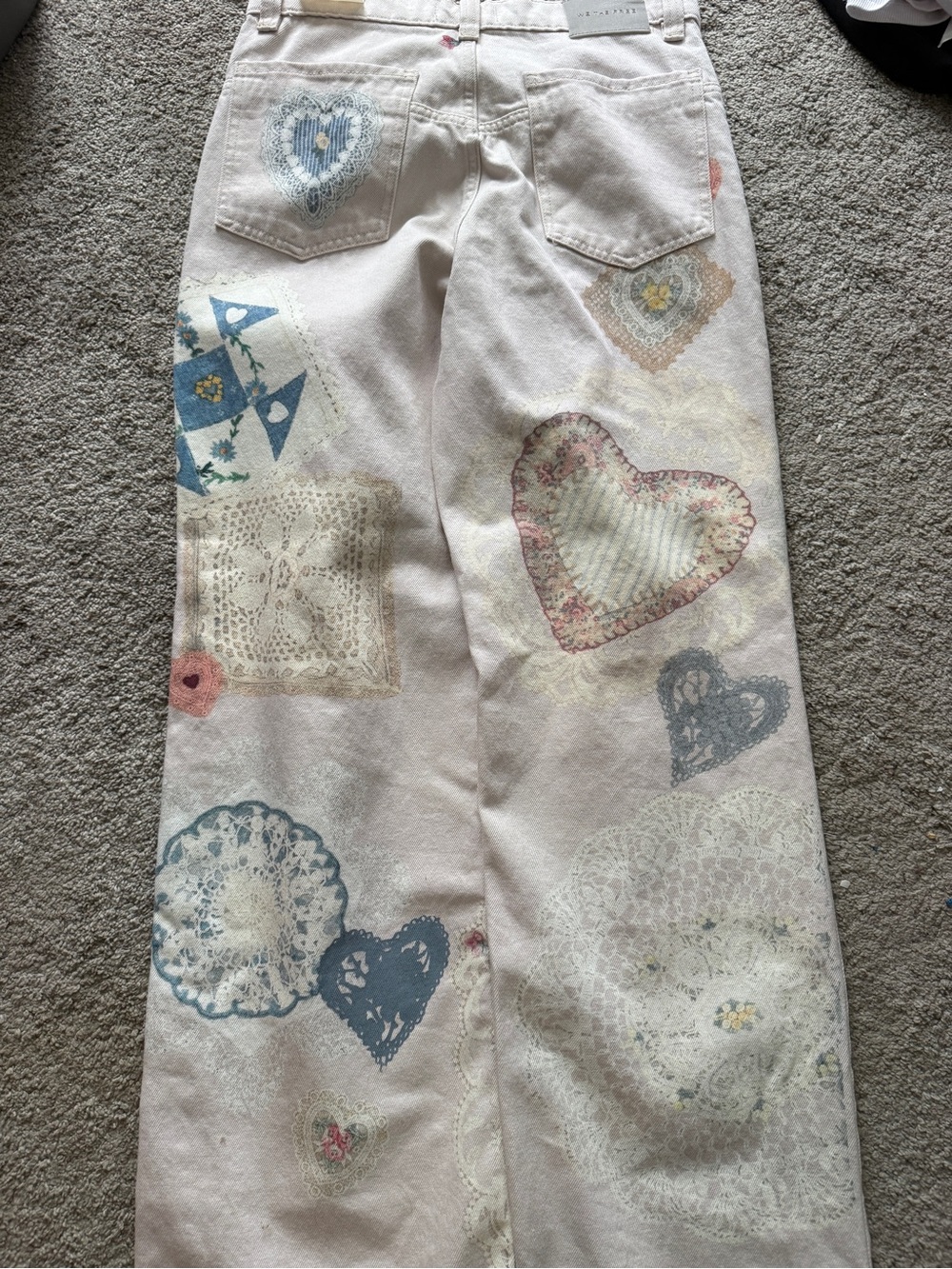 We The Free Illusions straight-leg printed jeans in the heirloom ivory,nwt, sz29 - Picture 10 of 13